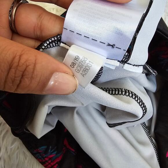 Adidas Women's Floral Pink And Blue All Over Print Tech Leggings Medium - Picture 8 of 14